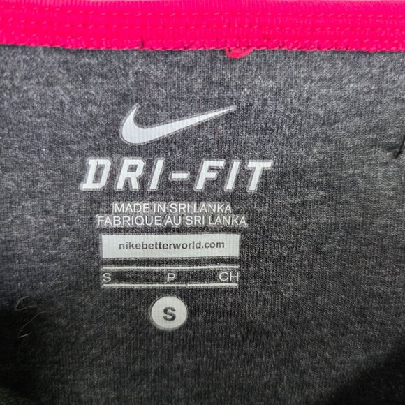 Womens Nike Dri Fit Gray & Pink Capri Leggings Mid Rise Cotton Blend Stretch S - Picture 3 of 10